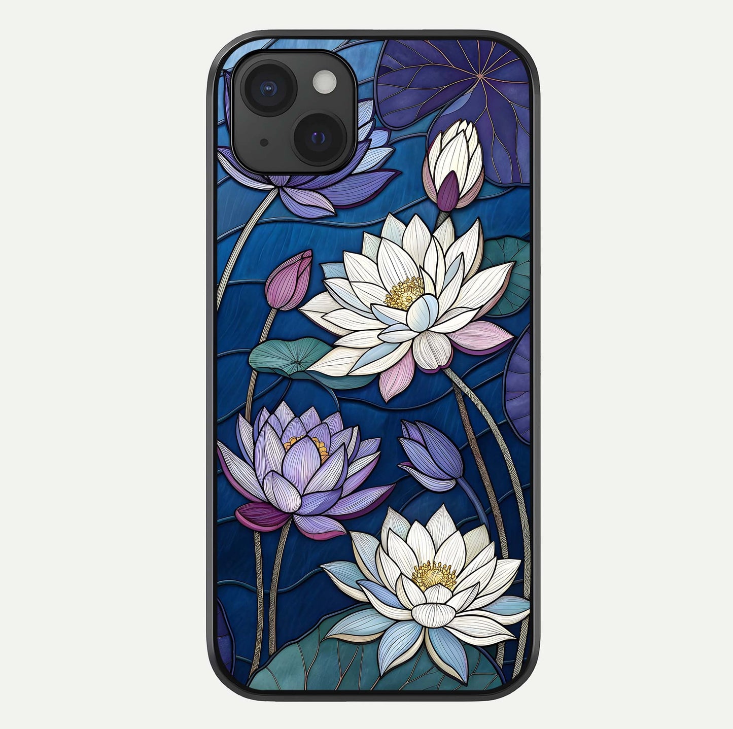 Purple Lotus Stained Glass Case For iPhone 15 Plus by Custom World