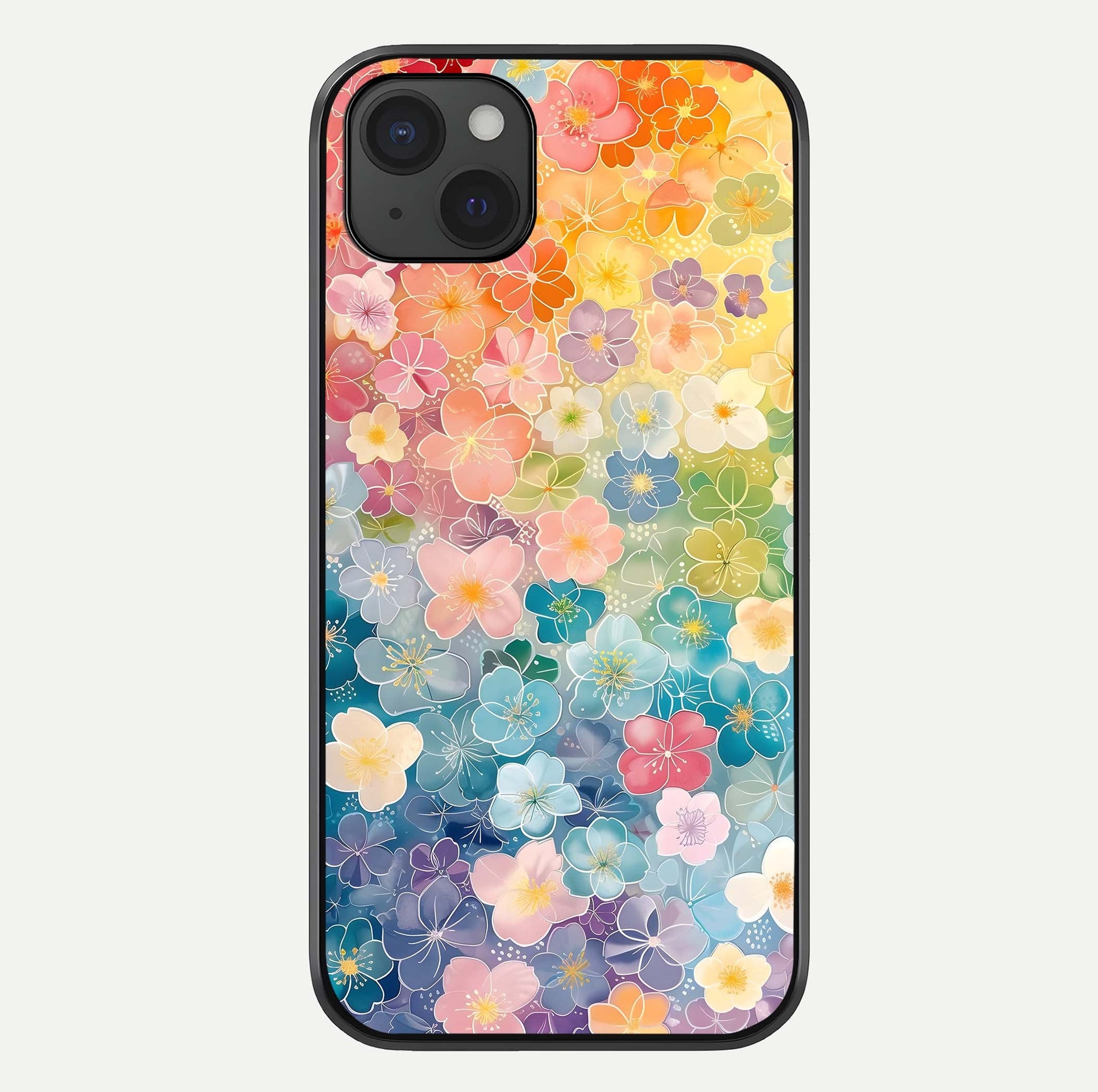 Rainbow Blossom Burst Glass Case For iPhone 15 Plus by Custom World