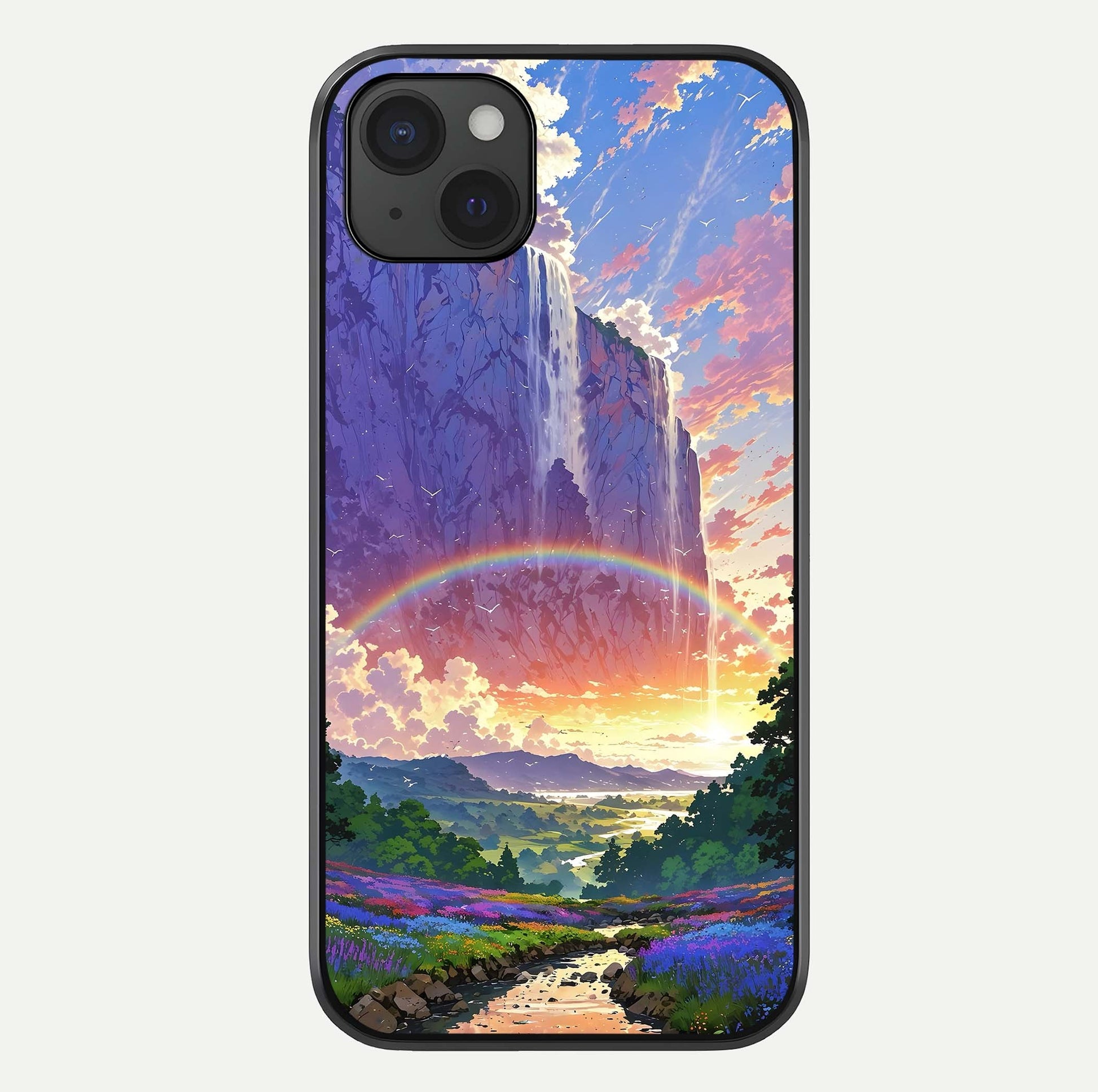 Rainbow Valley Dream Glass Case For iPhone 15 Plus by Custom World