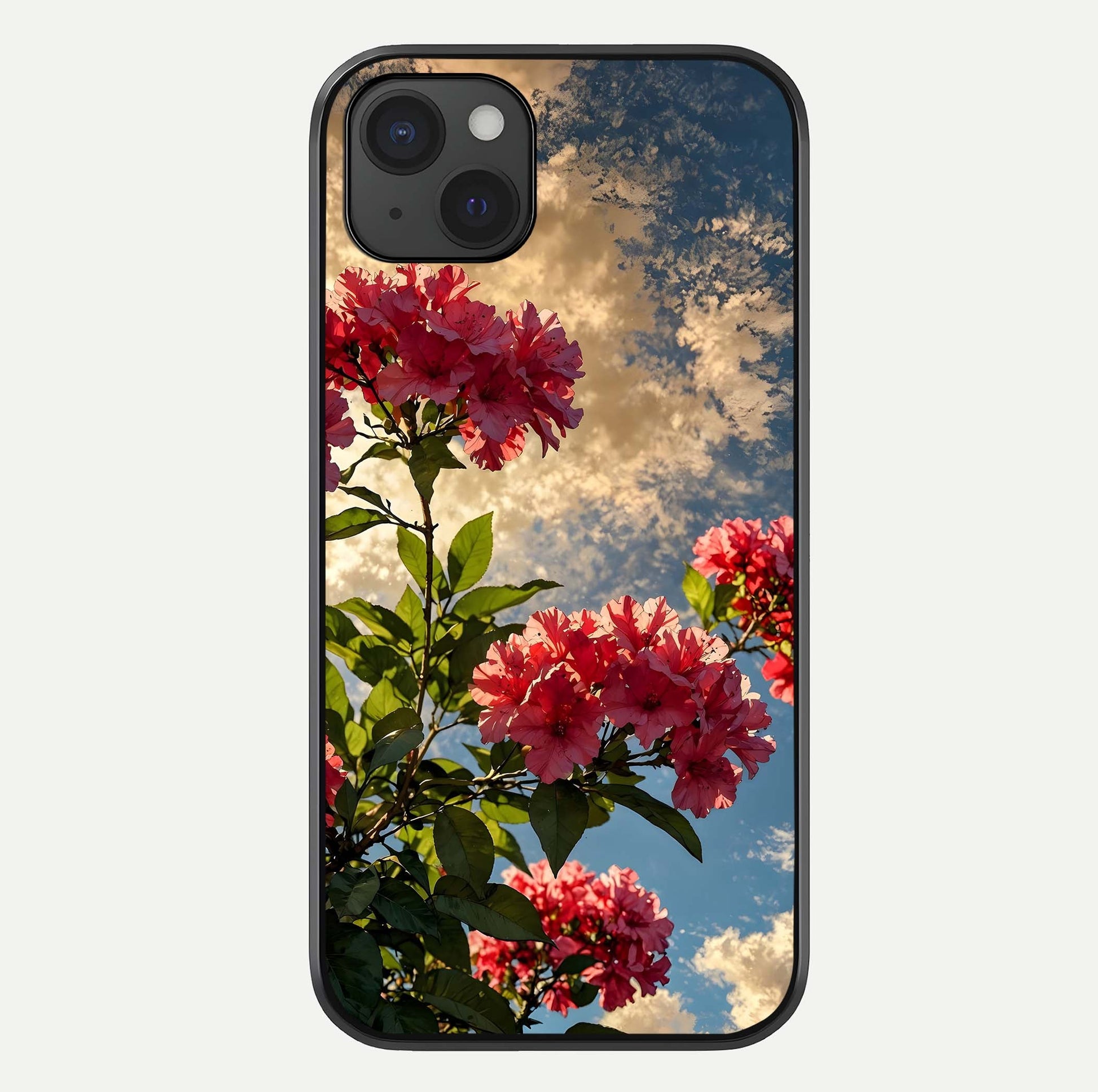 Red Bloom Skies Glass Case For iPhone 15 Plus by Custom World