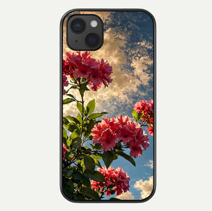 Red Bloom Skies Glass Case For iPhone 15 Plus by Custom World