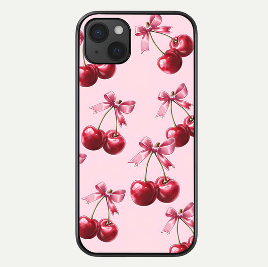 Red Cherries Pattern Glass Case For iPhone 15 Plus by Custom World