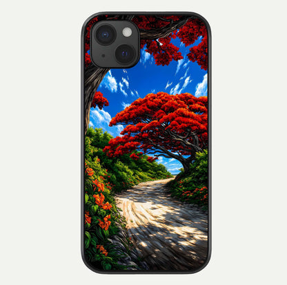 Red Trees Pathway Glass Case For iPhone 15 Plus by Custom World