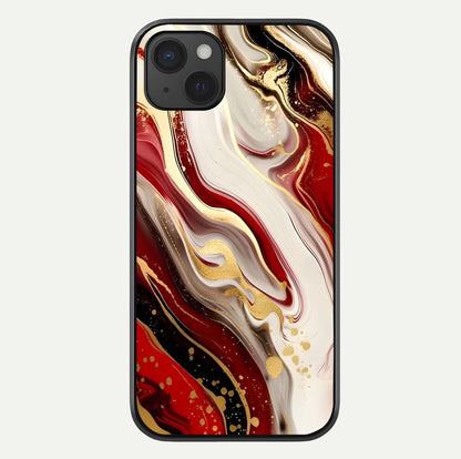 Red & White Marble Glass Case For iPhone 15 Plus by Custom World