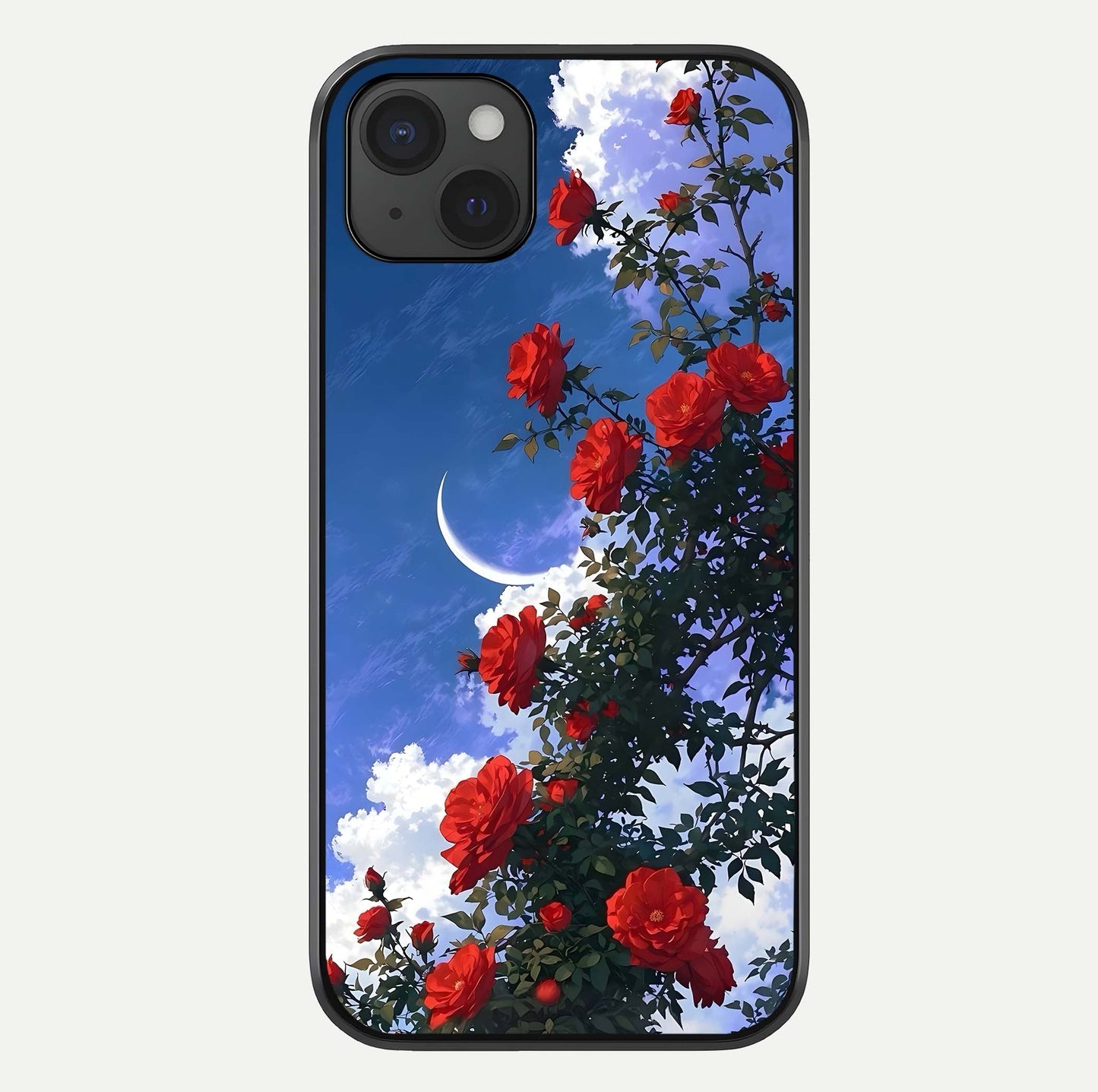 Rose Drift Flowers Glass Case For iPhone 15 Plus by Custom World