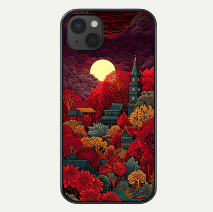 Scarlet Autumn Temple Glass Case For iPhone 15 Plus by Custom World