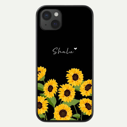 Sunflower Chic Mood Custom Name Glass Case For iPhone 15 Plus by Custom World