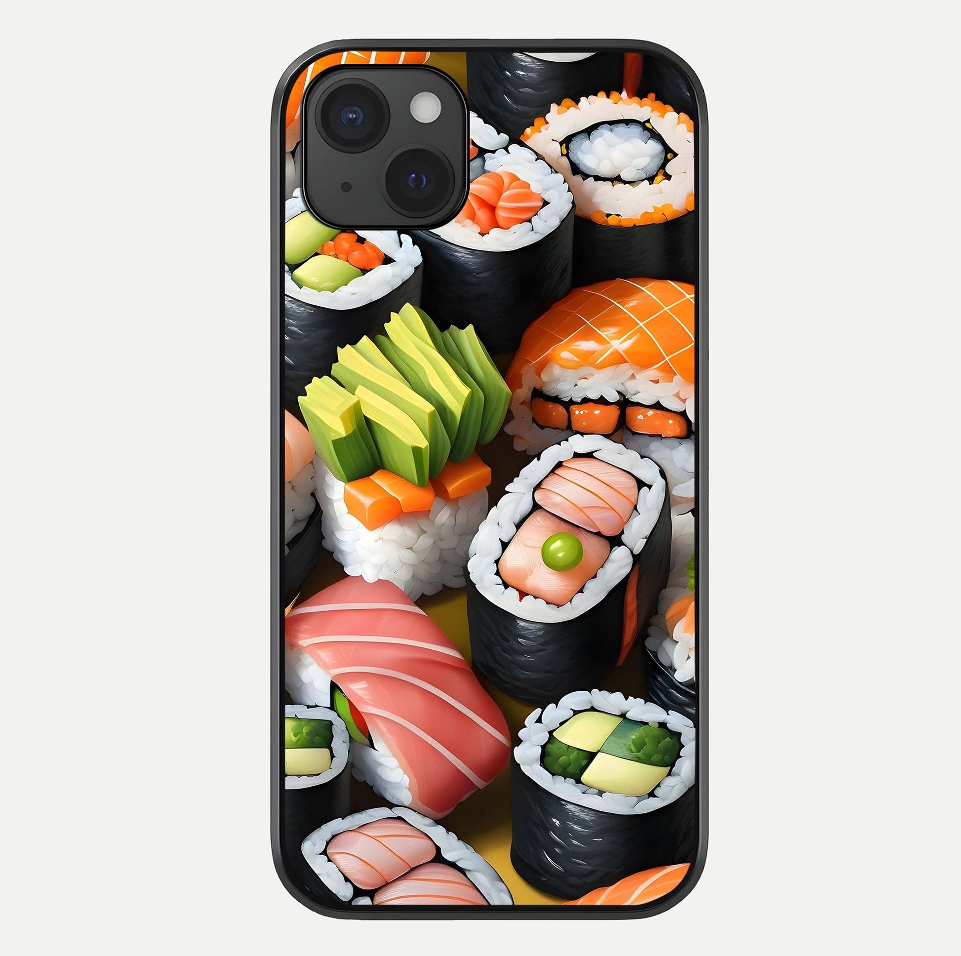 Sushi Food Pattern Glass Case For iPhone 15 Plus by Custom World