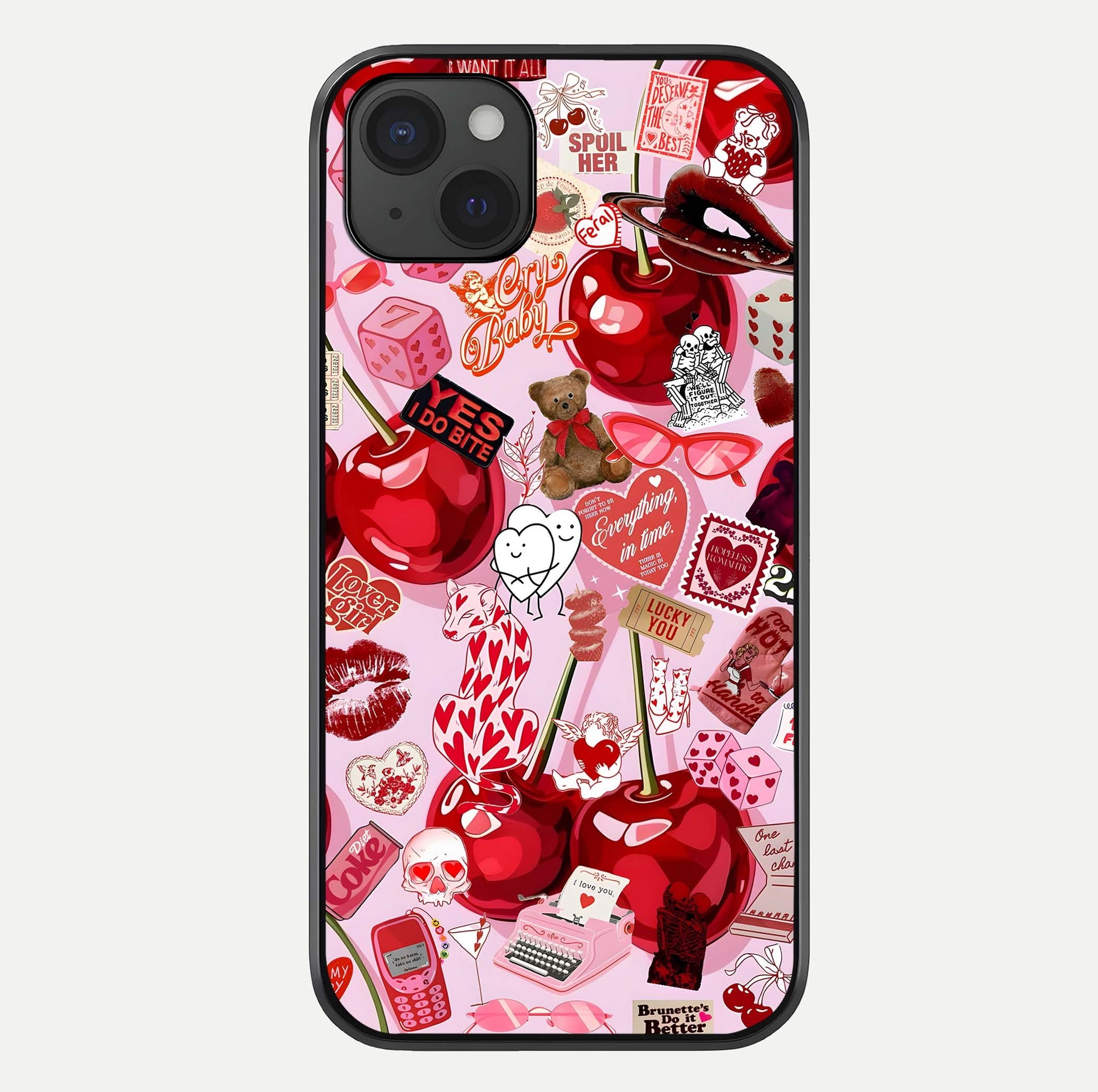 Sweet Cherry Chaos Glass Case For iPhone 15 Plus by Custom World