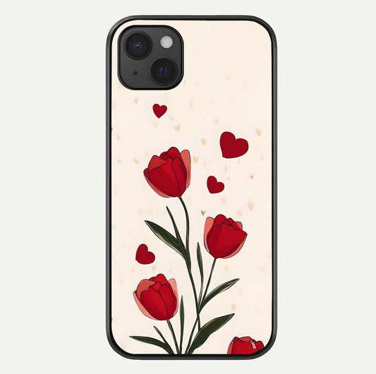 Tulip With Heart Glass Case For iPhone 15 Plus by Custom World