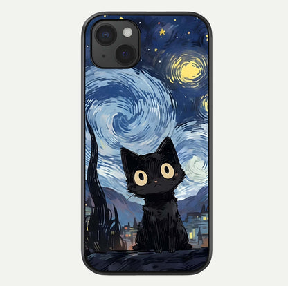 Van Gogh Cat Glass Case For iPhone 15 Plus by Custom World