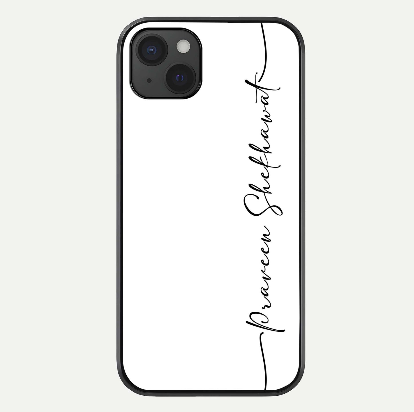 White Tune Custom Name Glass Case For iPhone 15 Plus by Custom World