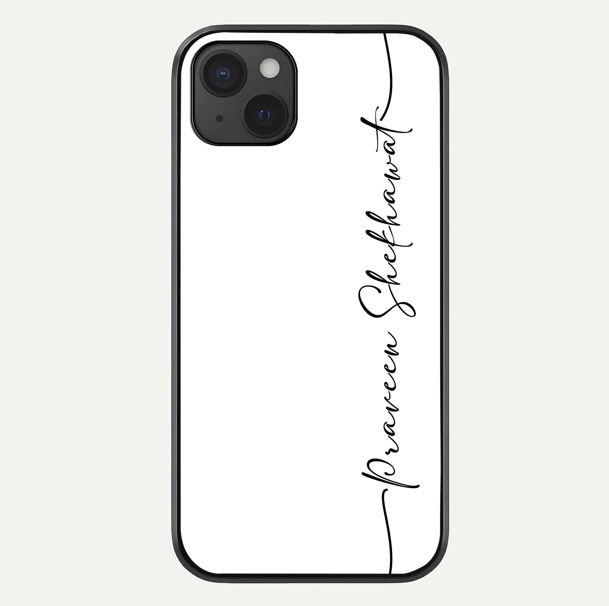 White Tune Custom Name Glass Case For iPhone 15 Plus by Custom World