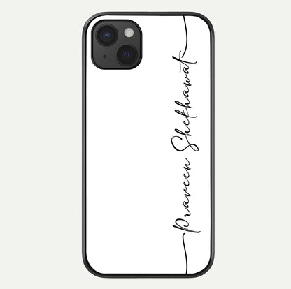 White Tune Custom Name Glass Case For iPhone 15 Plus by Custom World