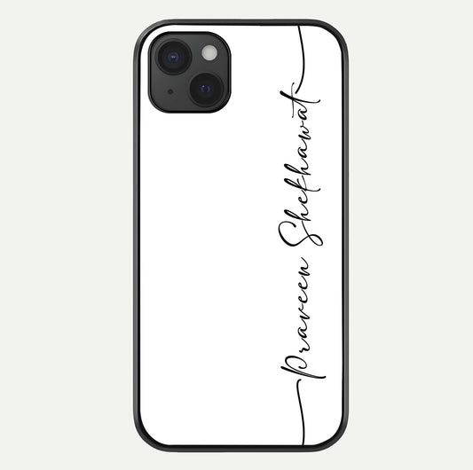 White Tune Custom Name Glass Case For iPhone 15 Plus by Custom World