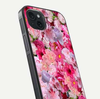 Bloom Crush Fantasy Glass Case for iPhone 15 Plus close-up image showing color gradient and petal detailing