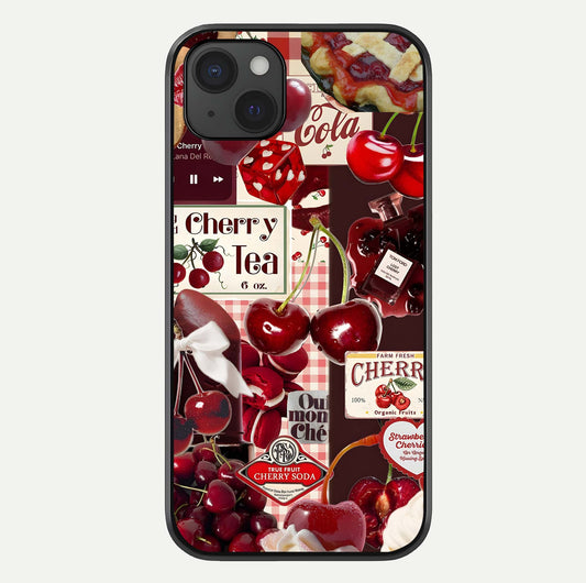Aesthetic Cherry Tea Glass Case For iPhone 15 Plus by Custom World