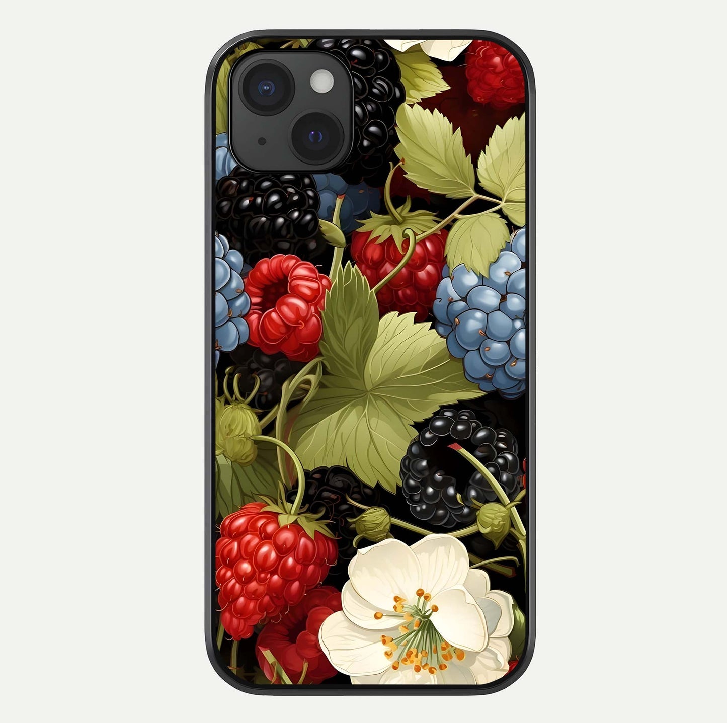 Berry Bloom Charm Glass Case For iPhone 15 Plus by Custom World
