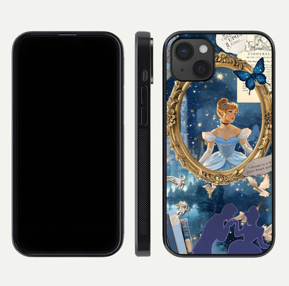 Midnight Queen Glass Case for iPhone 15 Plus front & back layout displaying regal tones and smooth edges