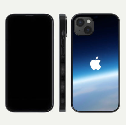 Minimal Apple Sky Glass Case for iPhone 15 Plus front & back layout with clean tone and minimal finish
