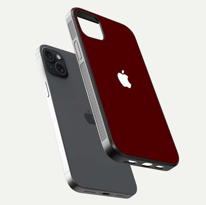 Apple Crimson Core Glass Case for iPhone 15 Plus floating mockup with red-gloss effect and metallic Apple design