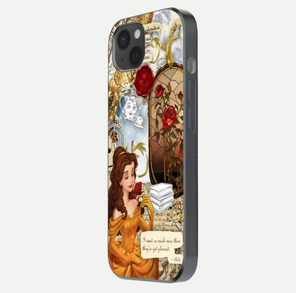 Golden Dream Belle Glass Case for iPhone 15 Plus side-angle image showing reflective edges and premium golden tint
