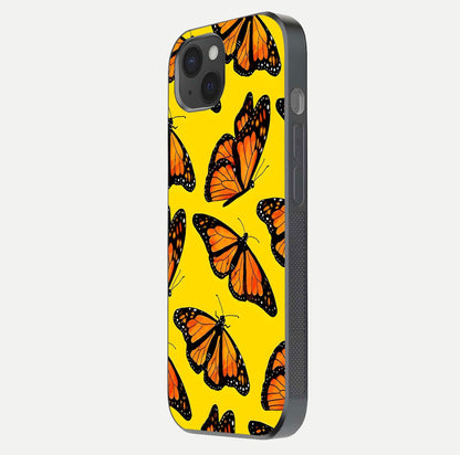 Golden Wing Flight Glass Case for iPhone 15 Plus side-angle image showing polished surface and golden gradient