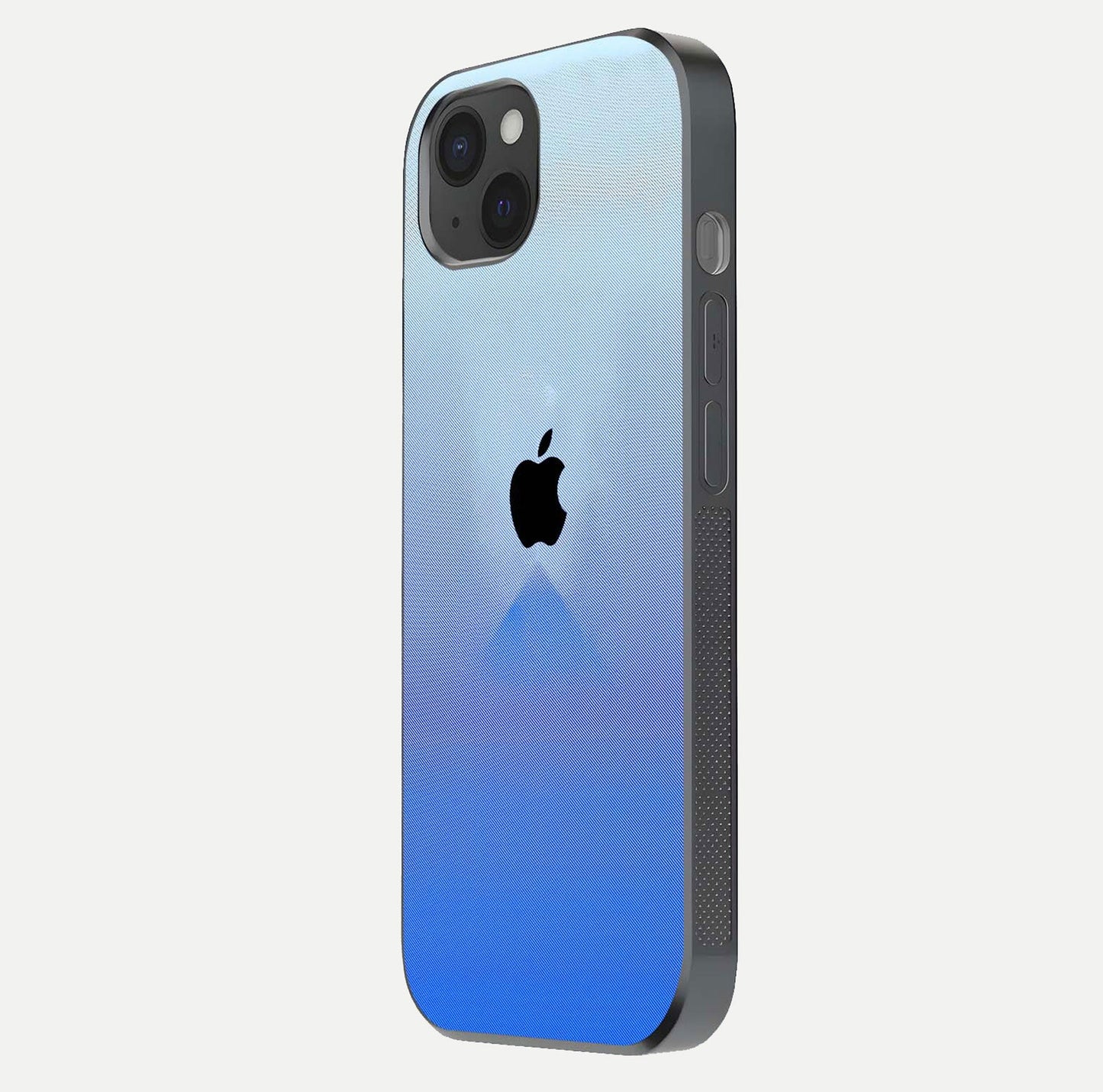 Gradient Apple Vibe Glass Case for iPhone 15 Plus side-angle image showing reflection glow and elegant surface