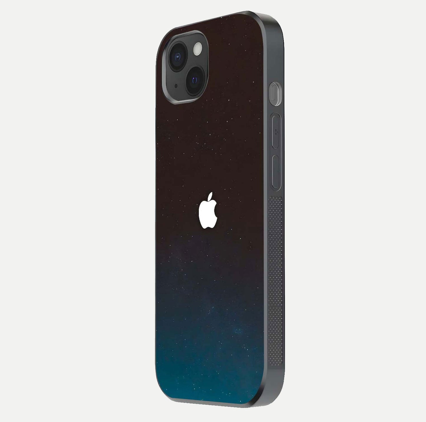 Green Emerald Apple Logo Glass Case for iPhone 15 Plus side-angle image showing reflection polish and rich emerald hue