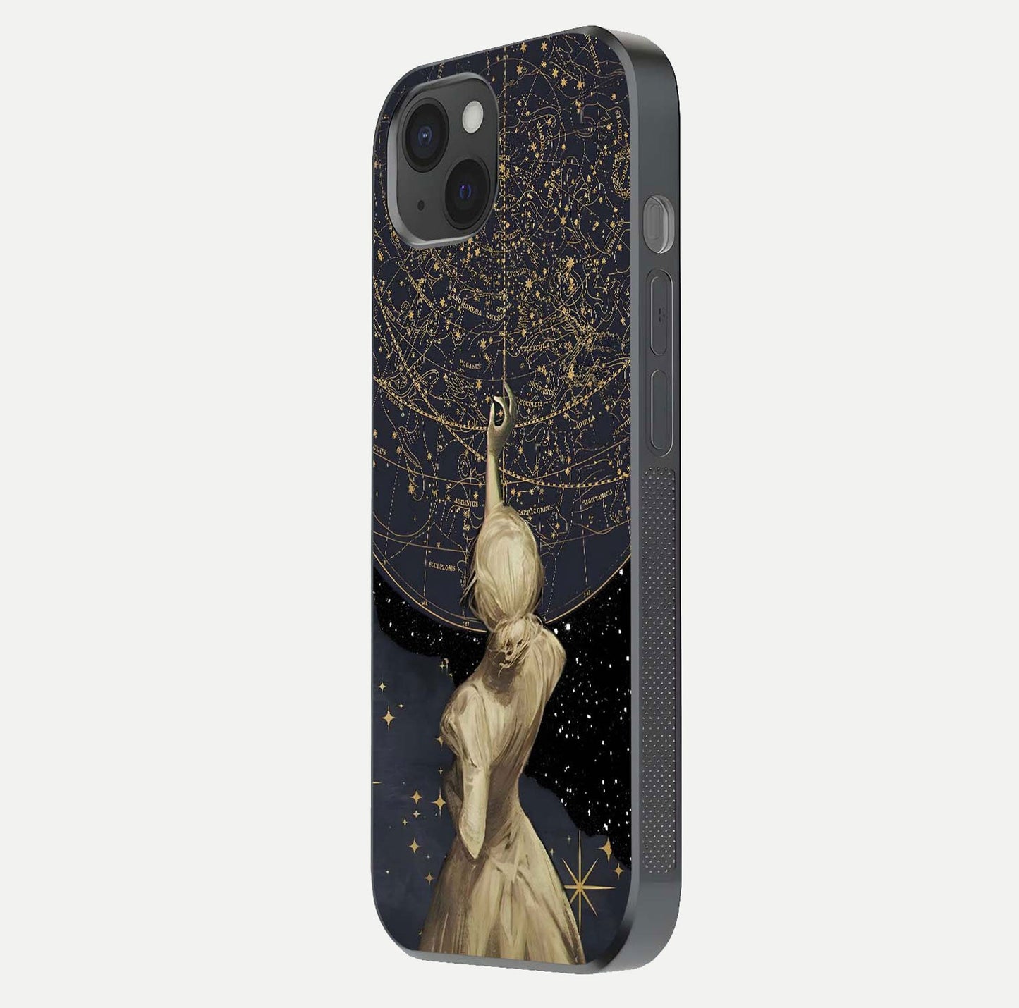 Taylor Swift Girl Glass Case for iPhone 15 Plus side-angle image showing glossy surface and color tone