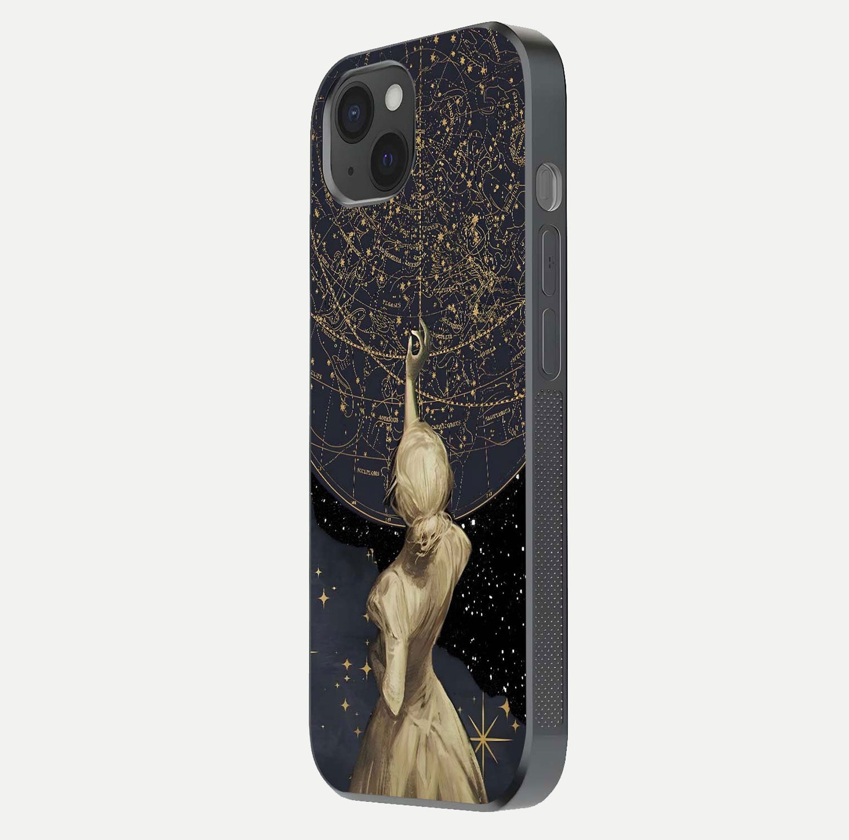 Taylor Swift Girl Glass Case for iPhone 15 Plus side-angle image showing glossy surface and color tone