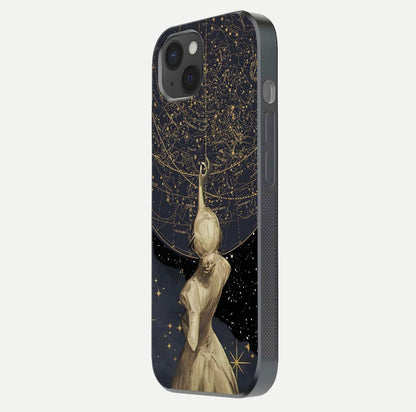 Taylor Swift Girl Glass Case for iPhone 15 Plus side-angle image showing glossy surface and color tone