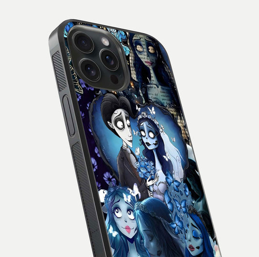 Butterfly Ghost Soul Glass Case for iPhone 15 Pro close-up shot showing ethereal wing patterns and reflection