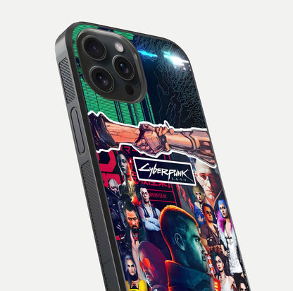 CYBERPUNK Legacy Glass Case for iPhone 15 Pro close-up highlighting circuit texture and reflection tone