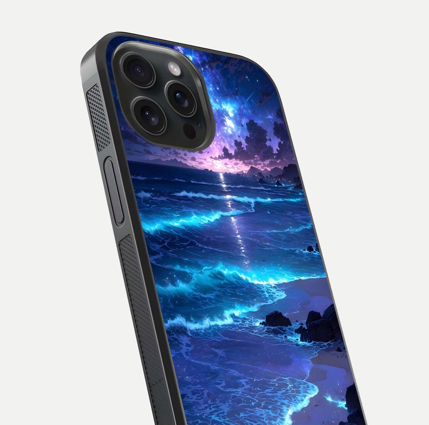 Classic Damn Look Glass Case for iPhone 15 Pro close-up highlighting quote text and reflection shine