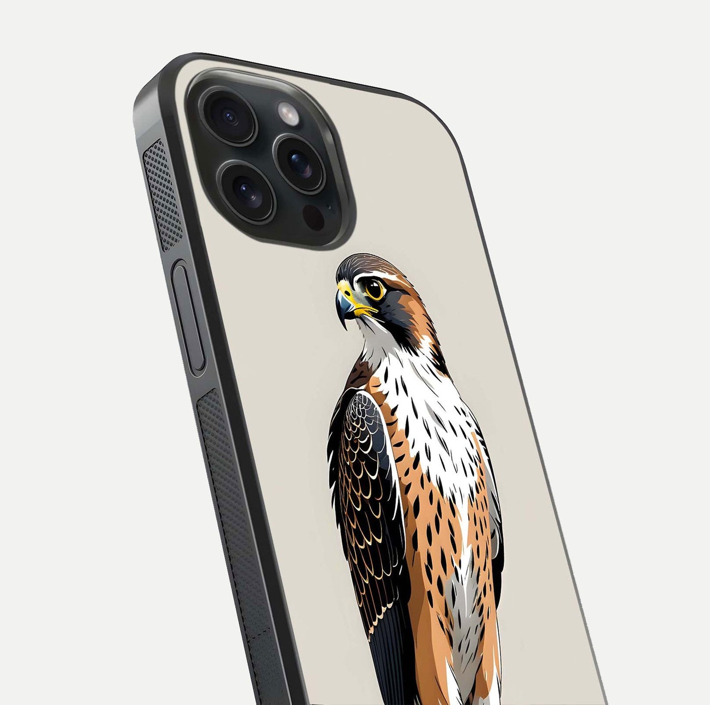 Clever Eagle Glass Case for iPhone 15 Pro close-up highlighting eagle detail and HD reflection