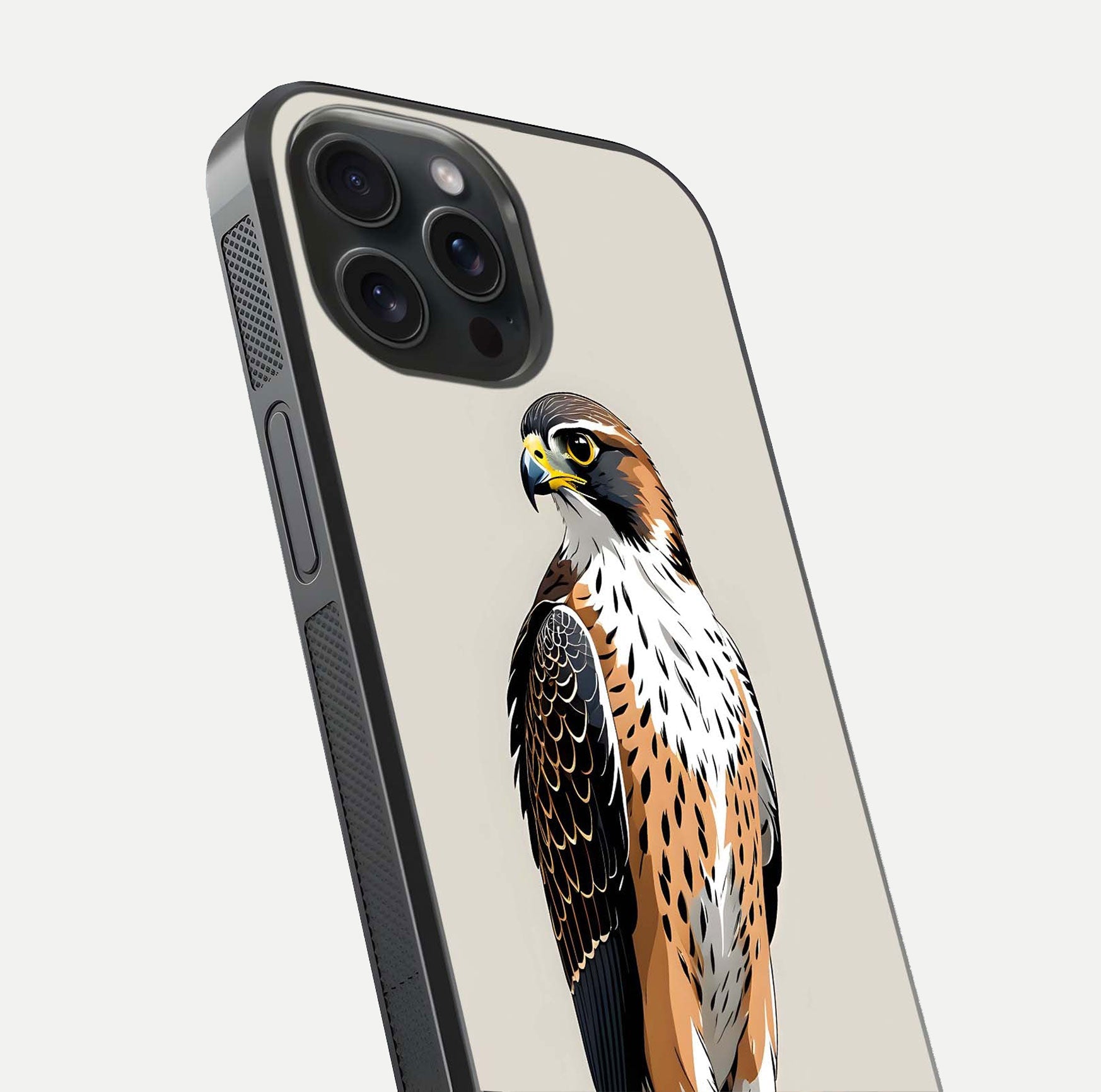 Clever Eagle Glass Case for iPhone 15 Pro close-up highlighting eagle detail and HD reflection