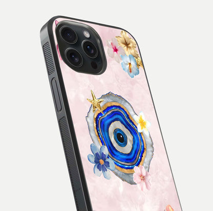 Divine Aura Bloom Glass Case for iPhone 15 Pro close-up highlighting flower glow and reflection tone