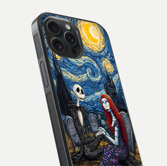 Eternal Night Love Glass Case for iPhone 15 Pro close-up highlighting stars and reflection glow