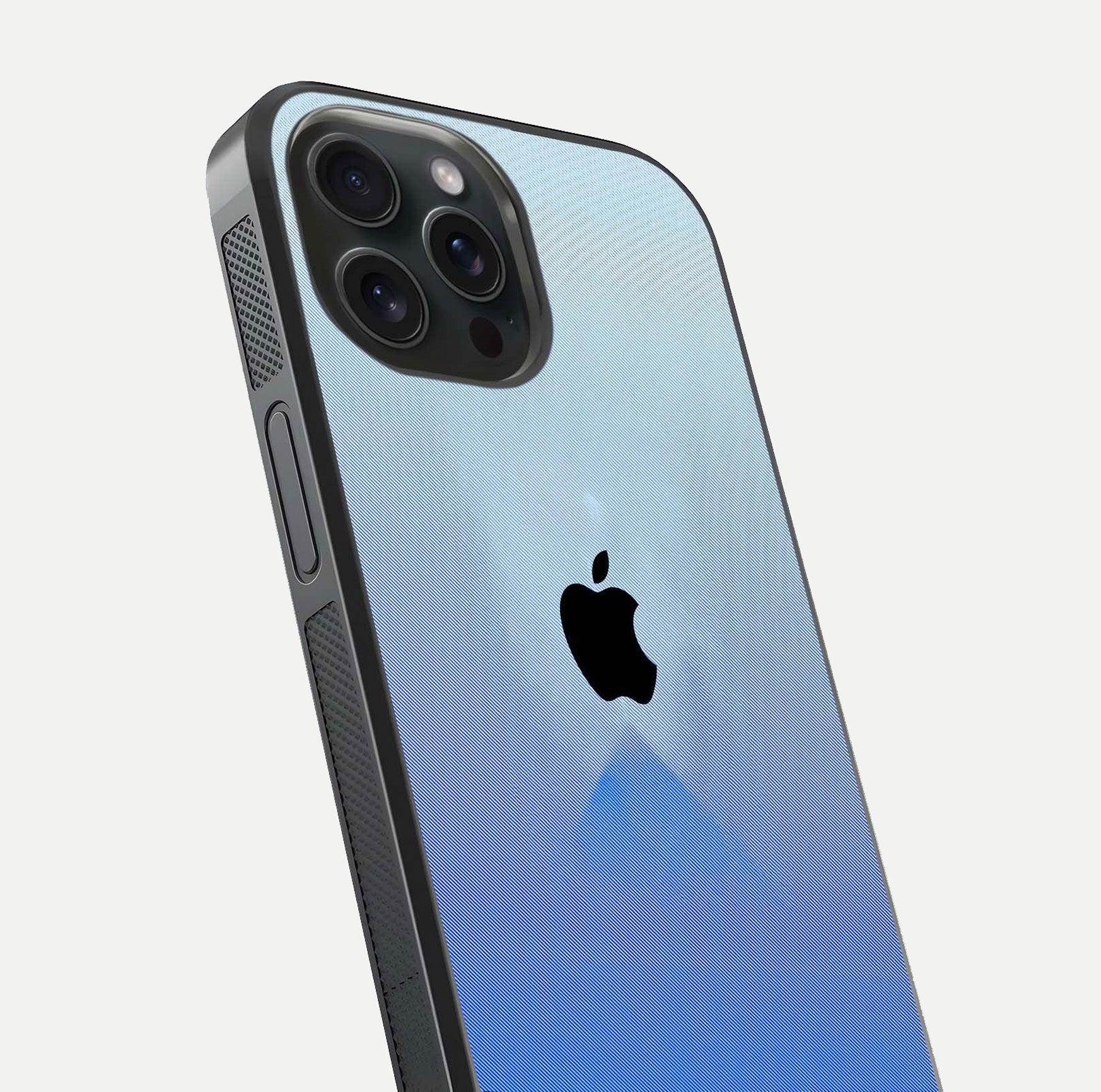 Gradient Apple Vibe Glass Case for iPhone 15 Pro close-up angled shot showing color transition and reflection brightness