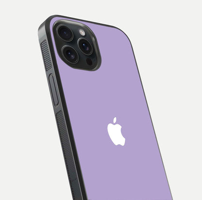 Lavender Soft Minimal Glass Case for iPhone 15 Pro close-up angled shot showing clean color texture and shine