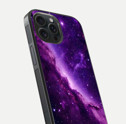 Purple Shade Sky Glass Case for iPhone 15 Pro close-up angled shot highlighting color gradient and reflection