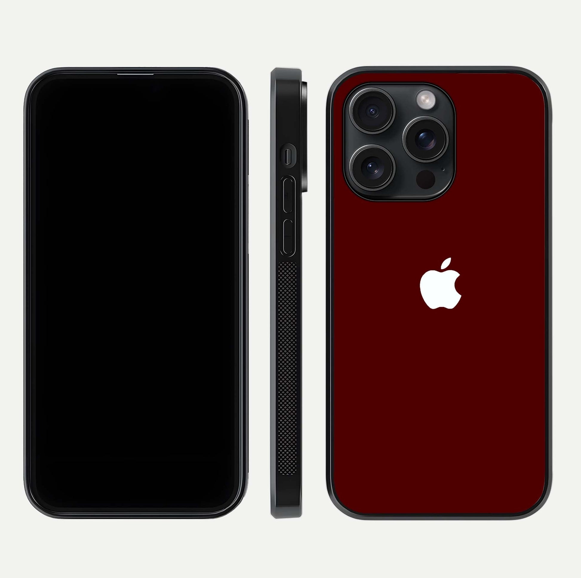 Apple Crimson Core Glass Case for iPhone 15 Pro dual-view layout displaying smooth edges and strong protection build