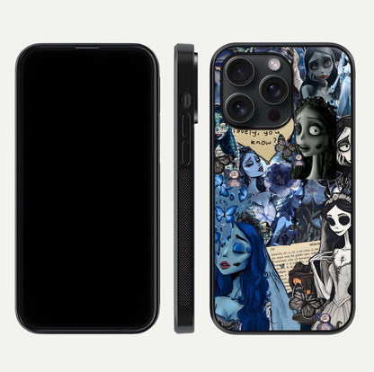 Corpse Bride Posters Glass Case for iPhone 15 Pro dual-view layout displaying cinematic tones and HD finish