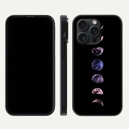 Crimson All Planets Glass Case for iPhone 15 Pro dual-view layout displaying crimson tones and curved edges