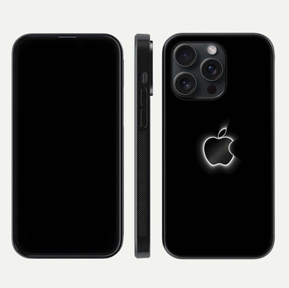 Neon Apple Glow Glass Case for iPhone 15 Pro front & back layout showing bright tones and edge curve