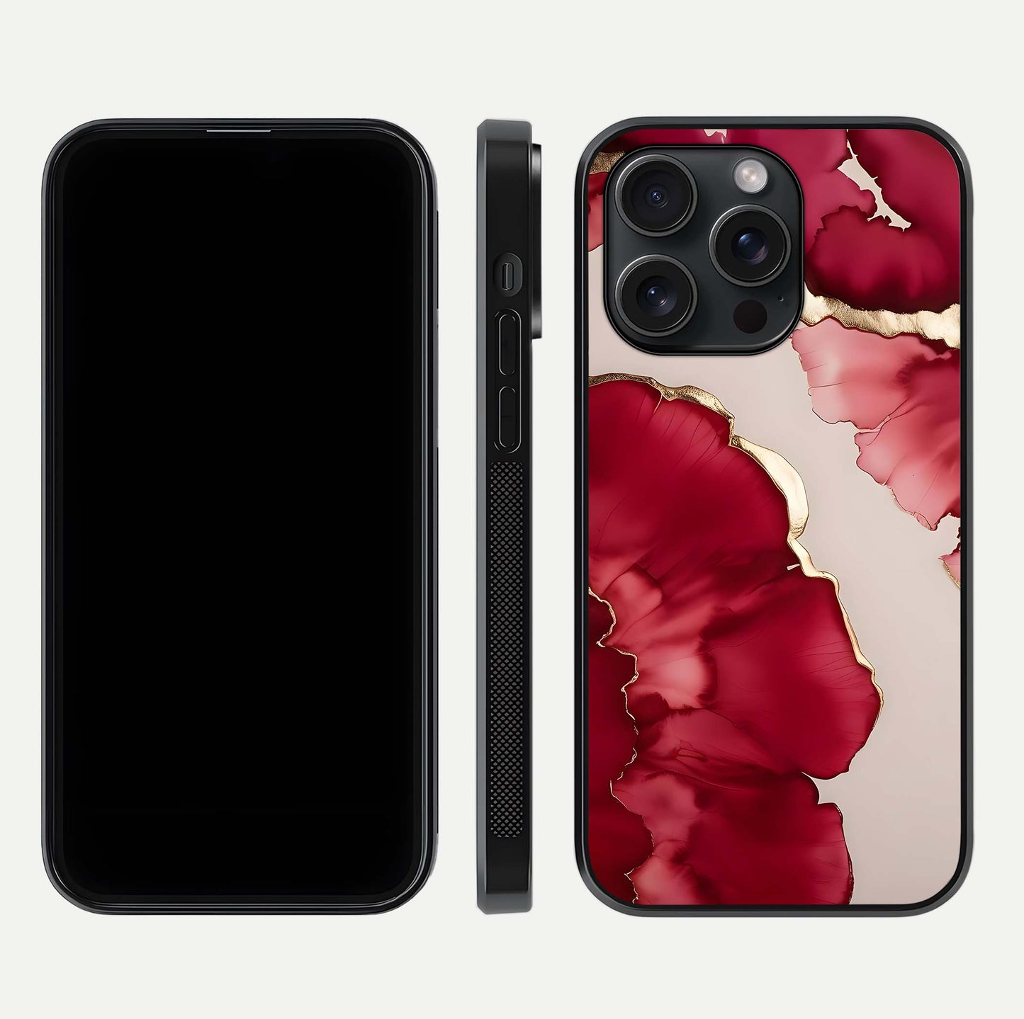 Pink & White Marble Glass Case For iPhone 15 Pro
