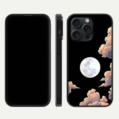 Shade Cloud Moon Glass Case for iPhone 15 Pro front & back layout showing soft gradient tones and edges