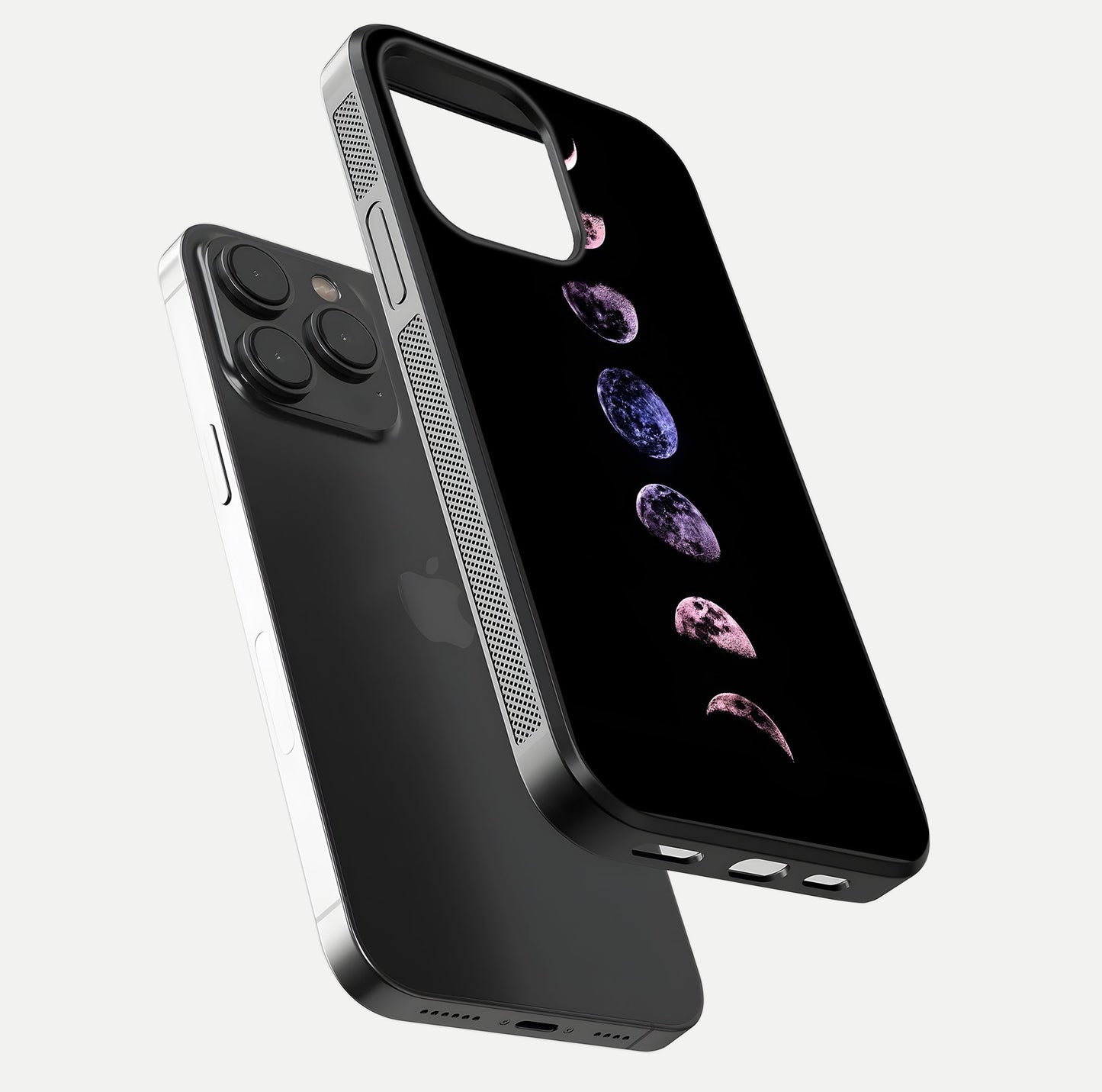 Crimson All Planets Glass Case for iPhone 15 Pro floating mockup showing gloss depth and rich hues