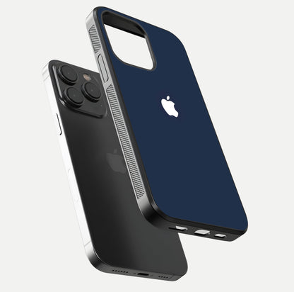 Minimal Apple Night Glass Case for iPhone 15 Pro floating dual-view mockup showing HD shine and minimal style
